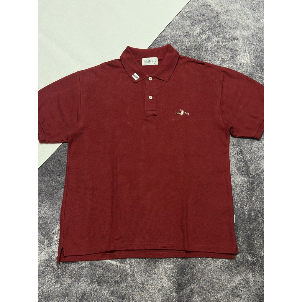 Polo Shirt Polo Club Maroon Logo Bordir