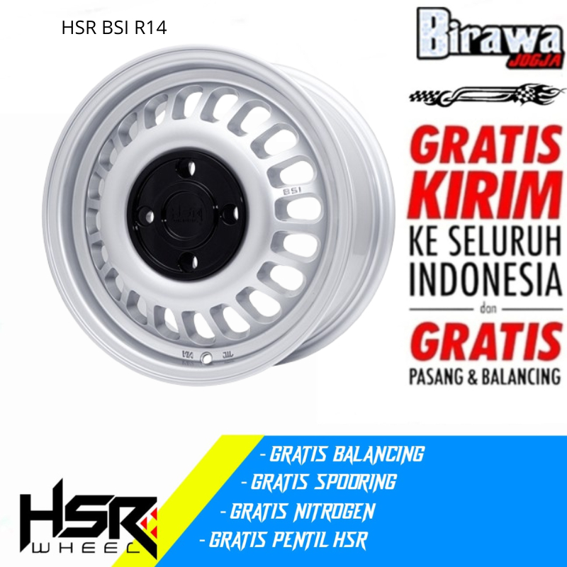 velg mobil ring 14 lubang 4 PNP Avanza, Futura, Carry Kijang Super HSR bsi glossy silver pelek r14