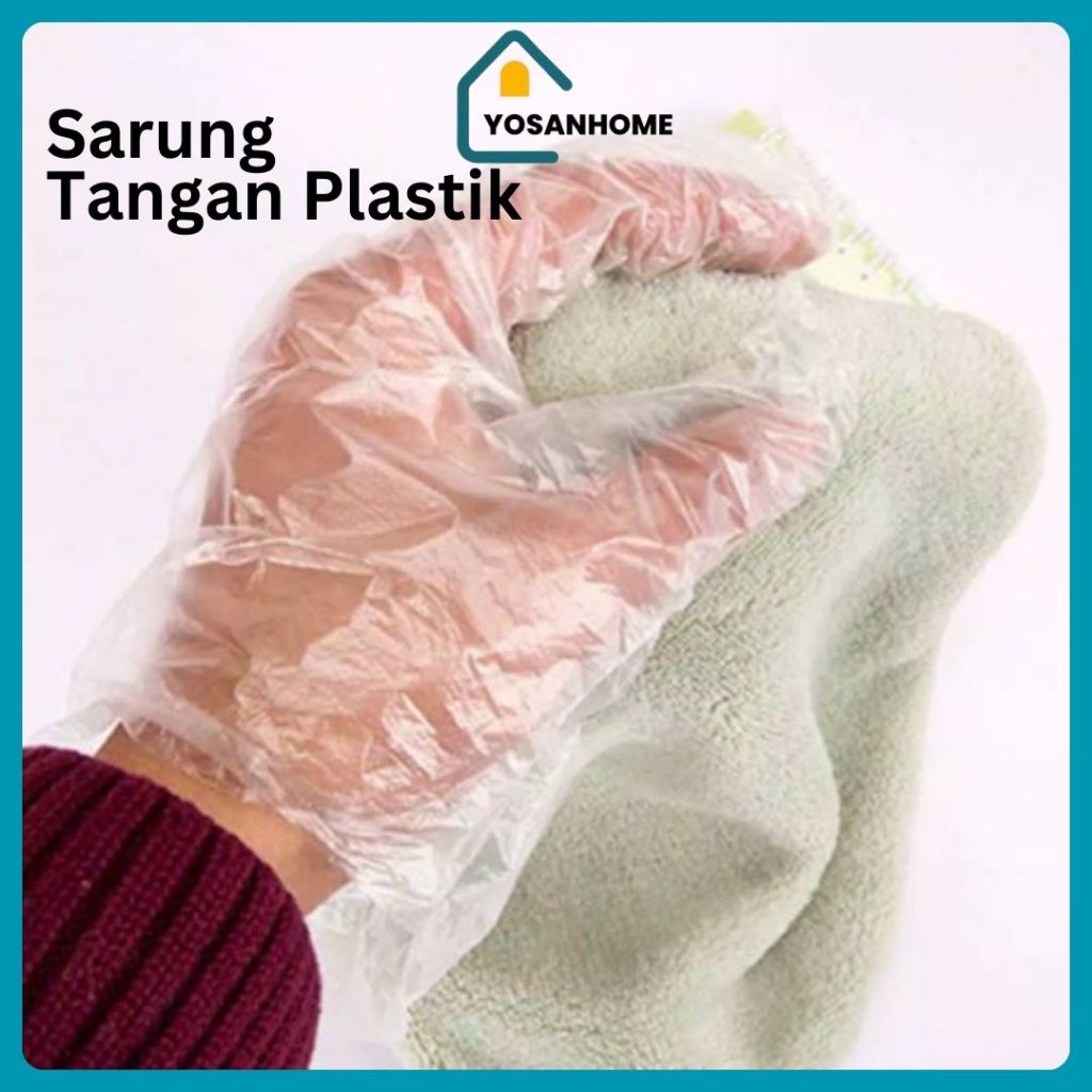 {12 Bks} - Sarung Tangan Plastik Steril isi 100 Lembar per bks Disposable Plastic Gloves