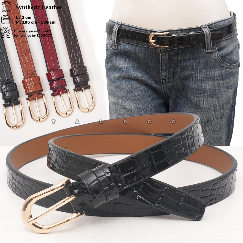 TALOCCO Ikat Pinggang Kulit Pu Premium Wanita Lebar 2 cm