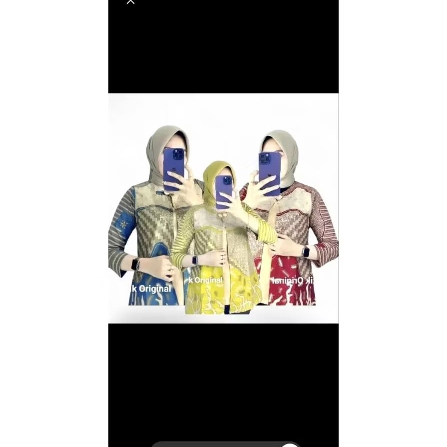 BAJU BATIK BLUES ATASAN WANITA MOTIF KEKINIAN