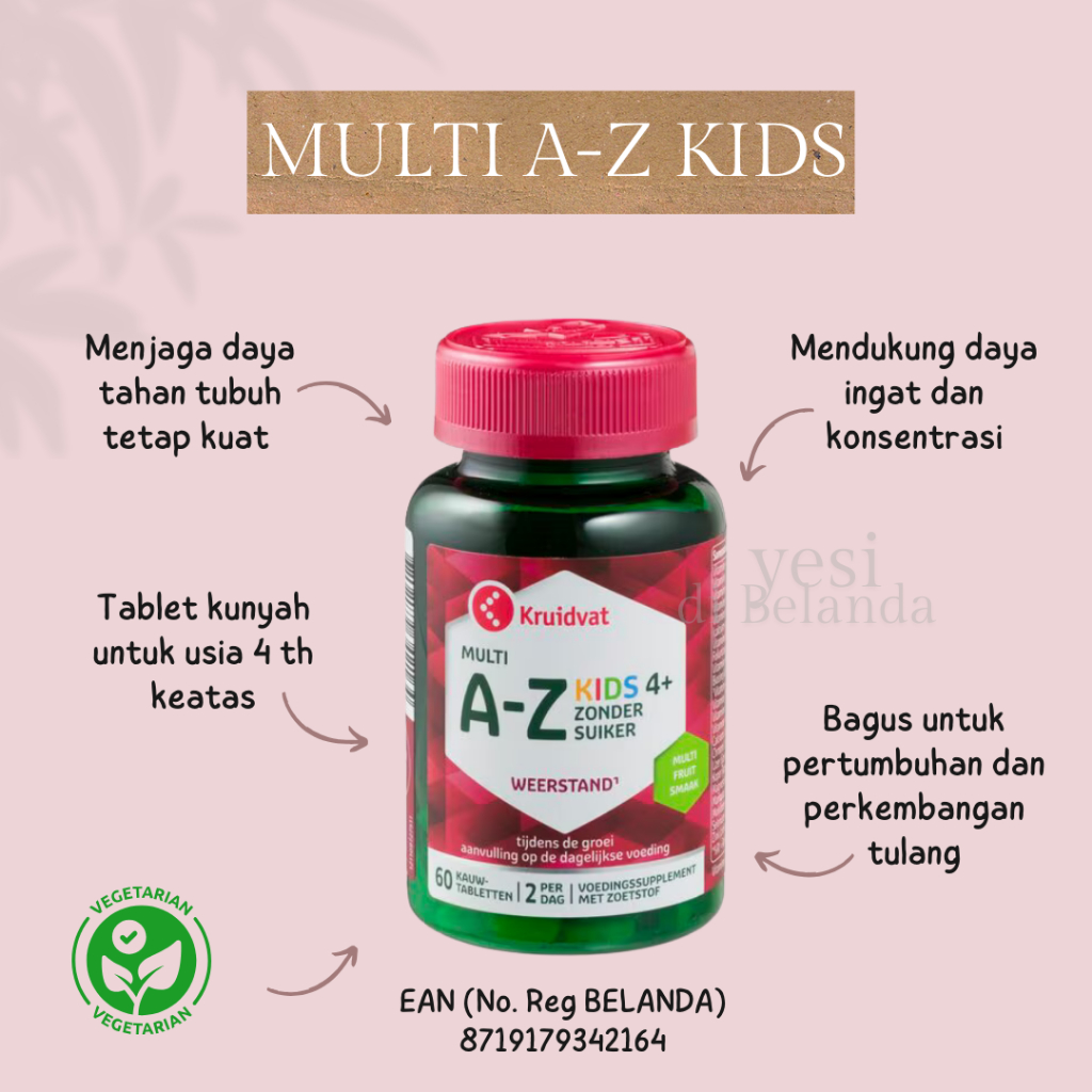 MULTI A-Z TUTTIFRUTTU TABLET KUNYAK ANAK 4+