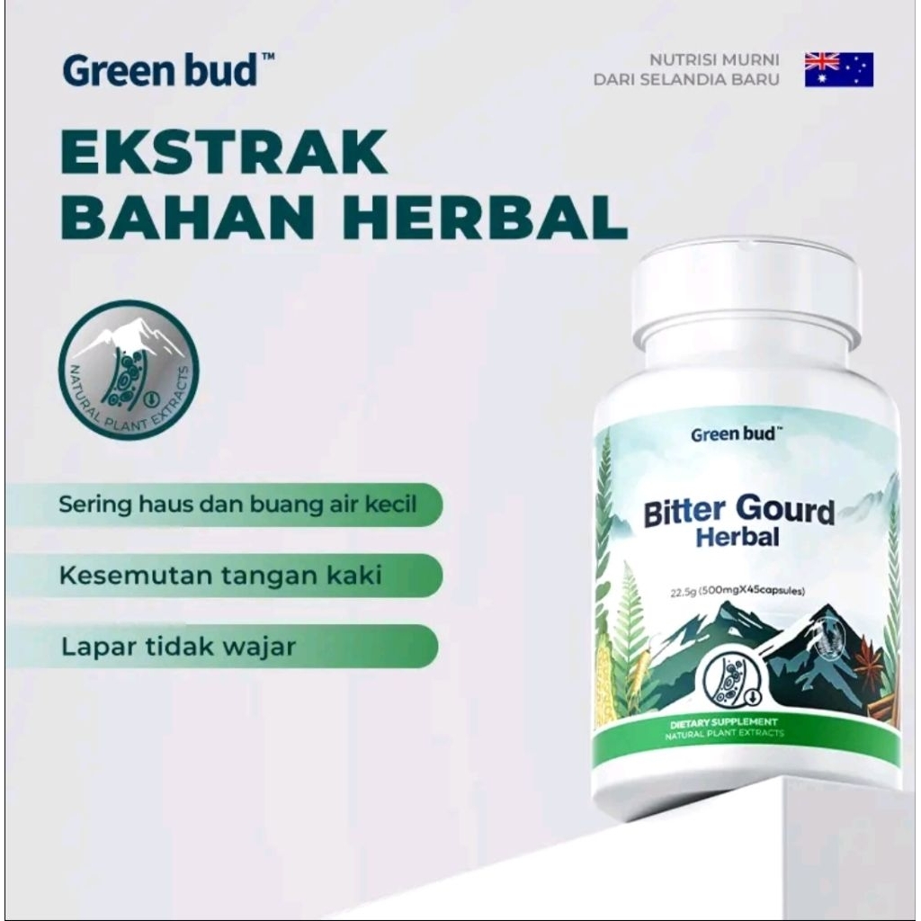 Green Bud Bitter Gourd ekstrak bahan herbal atasi diabetes isi 45 kapsul