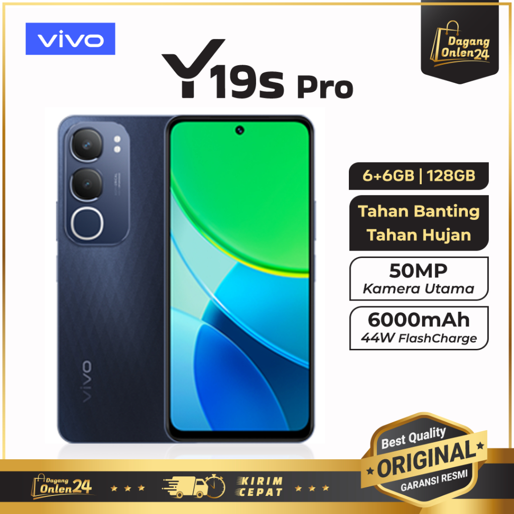 VIVO Y19s Pro 6/128GB Tahan Air Handphone Android HP Murah Original 100% HP 1 Jutaan Terbaik 2025