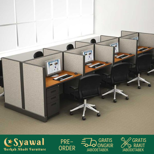 Meja Kerja Staf Kantor, Meja Nakas Kantor, Meja Kerja Staff Full Sekatan, Bisa Custom