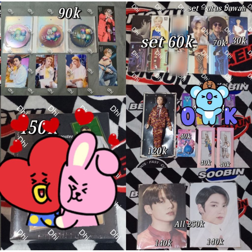Pc jungkook taehyung jimin yoongi jhope seokjin namjoon bt21 cooky doll jimin cd br bluray postcard 