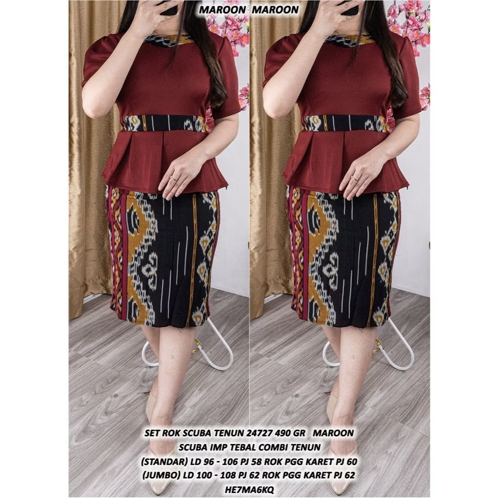 Setelan rok blus pakaian wanita set wanita