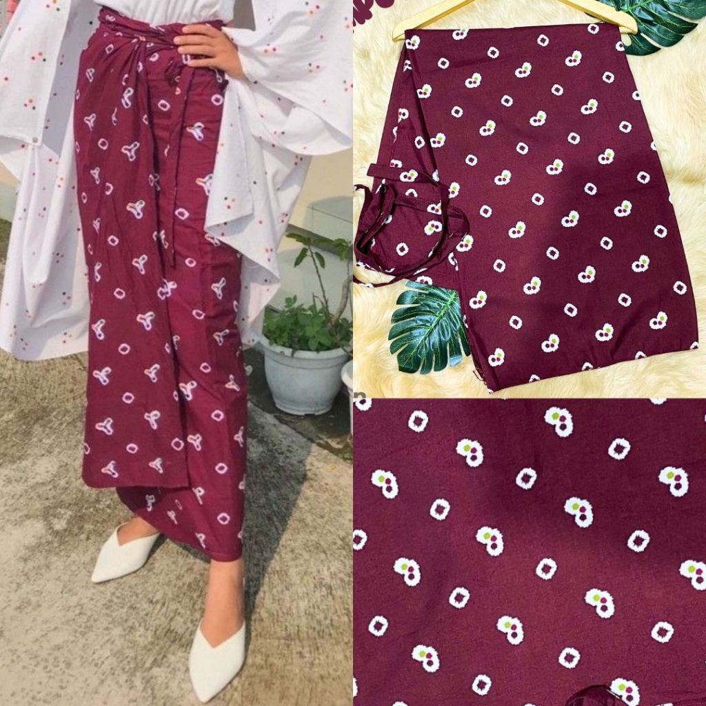 Rok Lilit Batik Kain Jumputan Merah / Kain Lilit Batik Jumputan RED