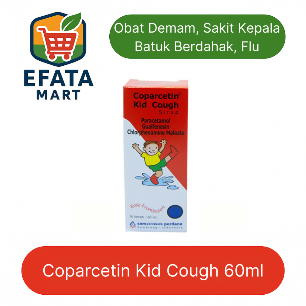 Coparcetin Kid syrup 60ml - Meredakan demam | Sakit Kepala | Mengencerkan Dahak | Gejala Influenza