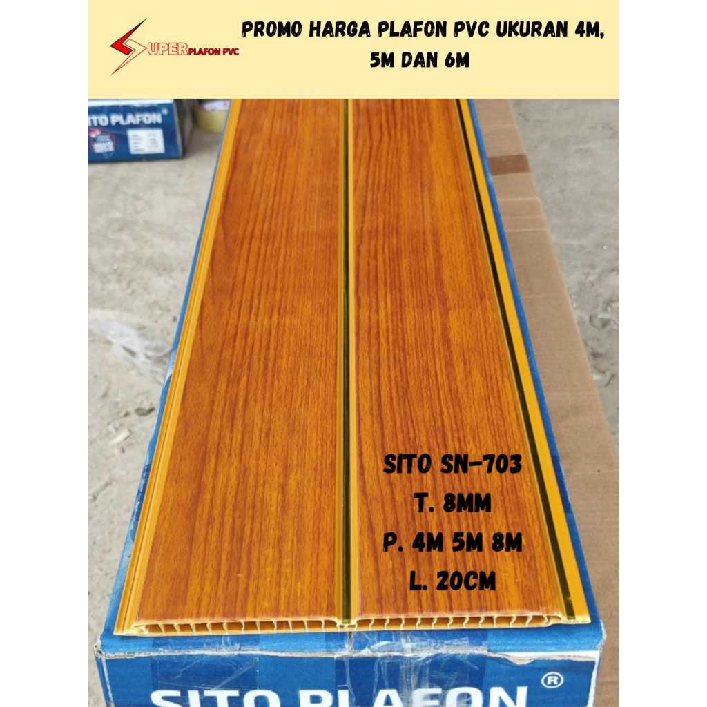 [PROMO] Plafon Pvc Glossy Serat Kayu Nat Gold SITO SN703 Plavon Pvc Motif Serat Kayu Glossy Lembaran