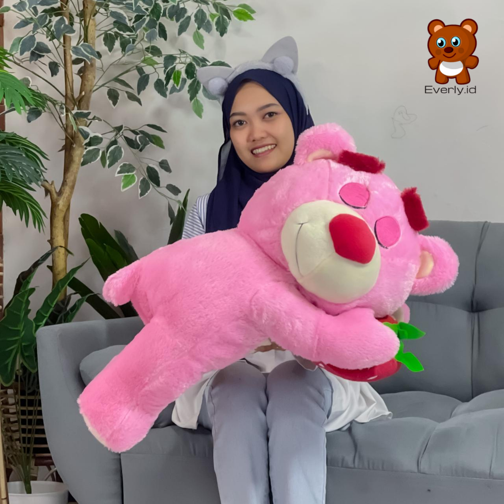 Boneka Lotso Jumbo Tidur Ll Bear Strawberry Viral Seri Toy Story Lotso Bear Strawberry Lucu
