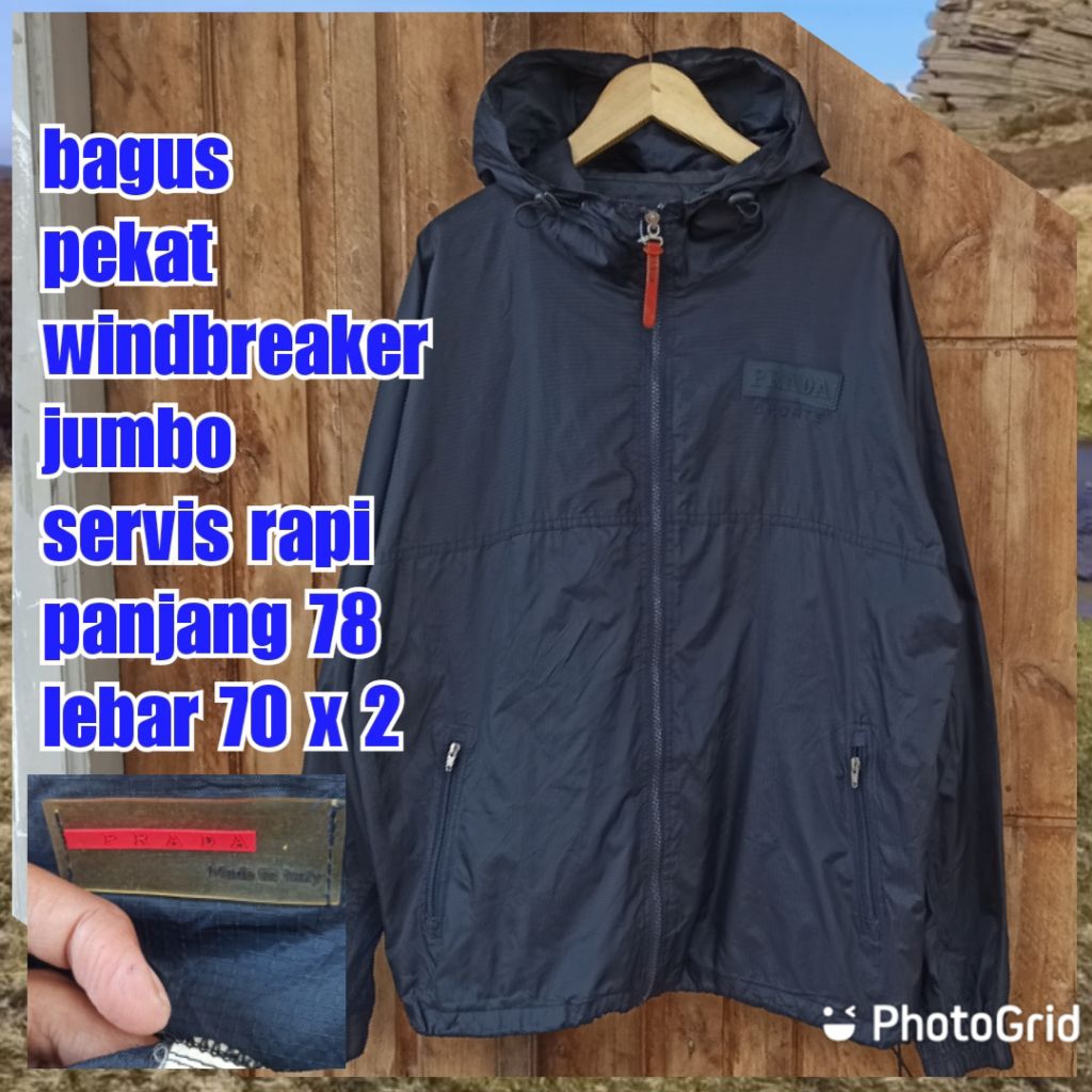 jaket gunung outdoor olahraga running senam gowes tek tok windbreaker sport prada besar jumbo