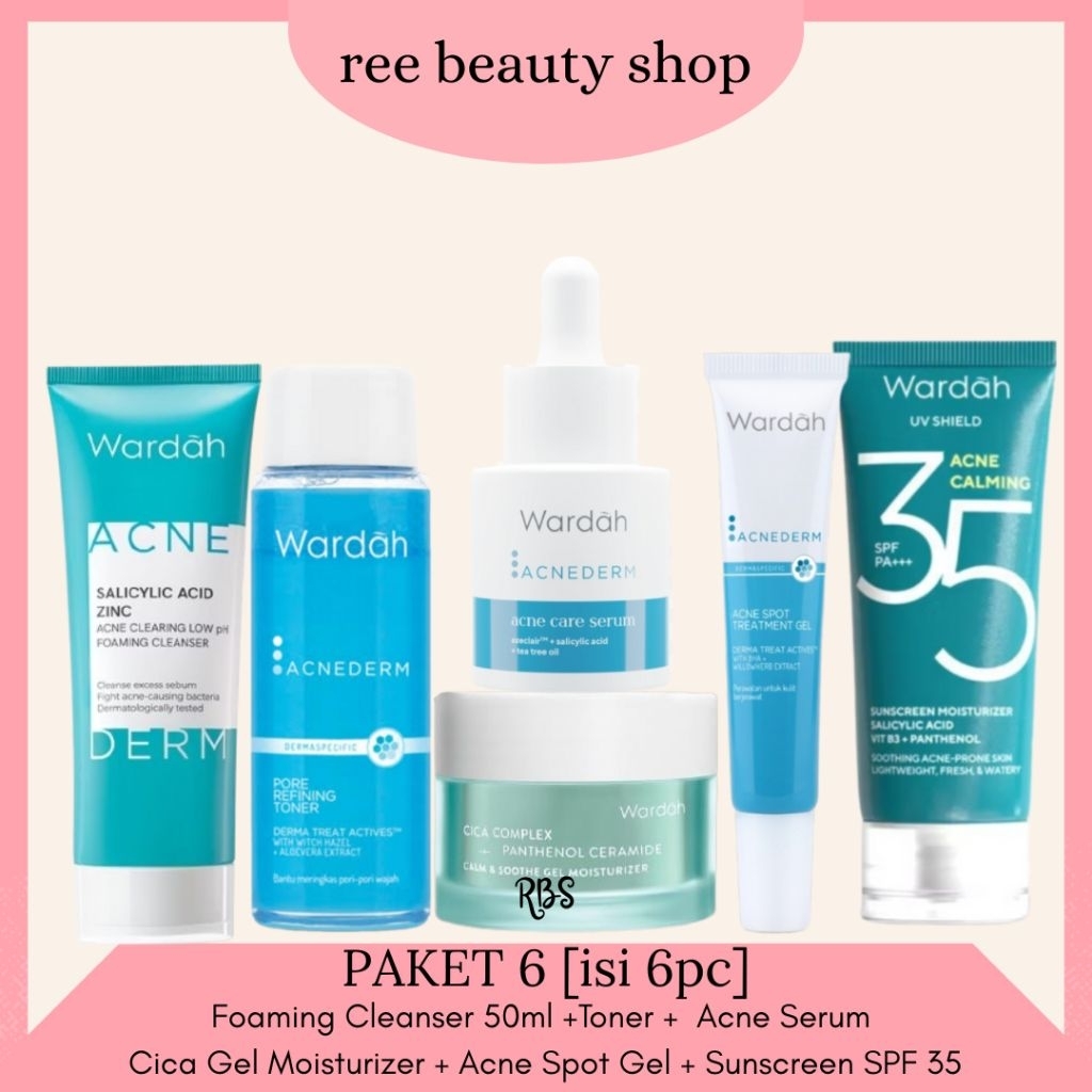 WARDAH Acnederm Paket Lengkap | Skincare Wardah 1 Set Untuk Wajah Berjerawat