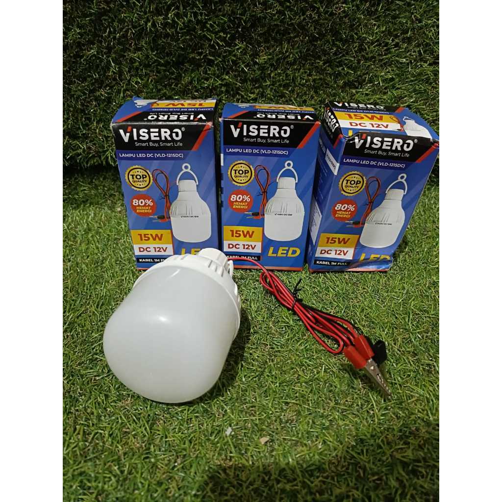 [GROSIR TERMURAH] VISERO Bohlam Lampu LED Jepit Aki DC 12V 5W / 10W / 15W / 20W Kabel 1M Full SNI