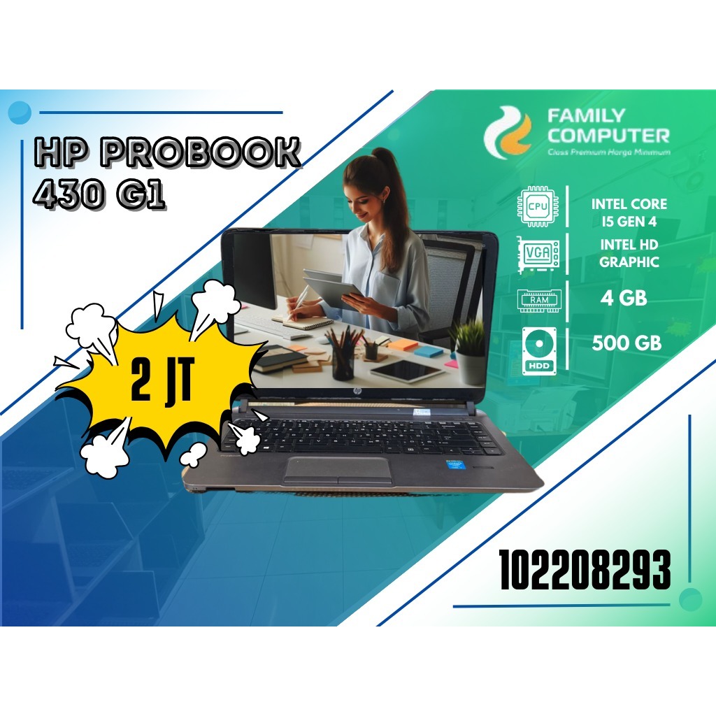 HP PROBOOK 430 G1 | INTEL CORE I5 GEN 4 | INTEL UHD GRAPHIC | 4GB | 500GB