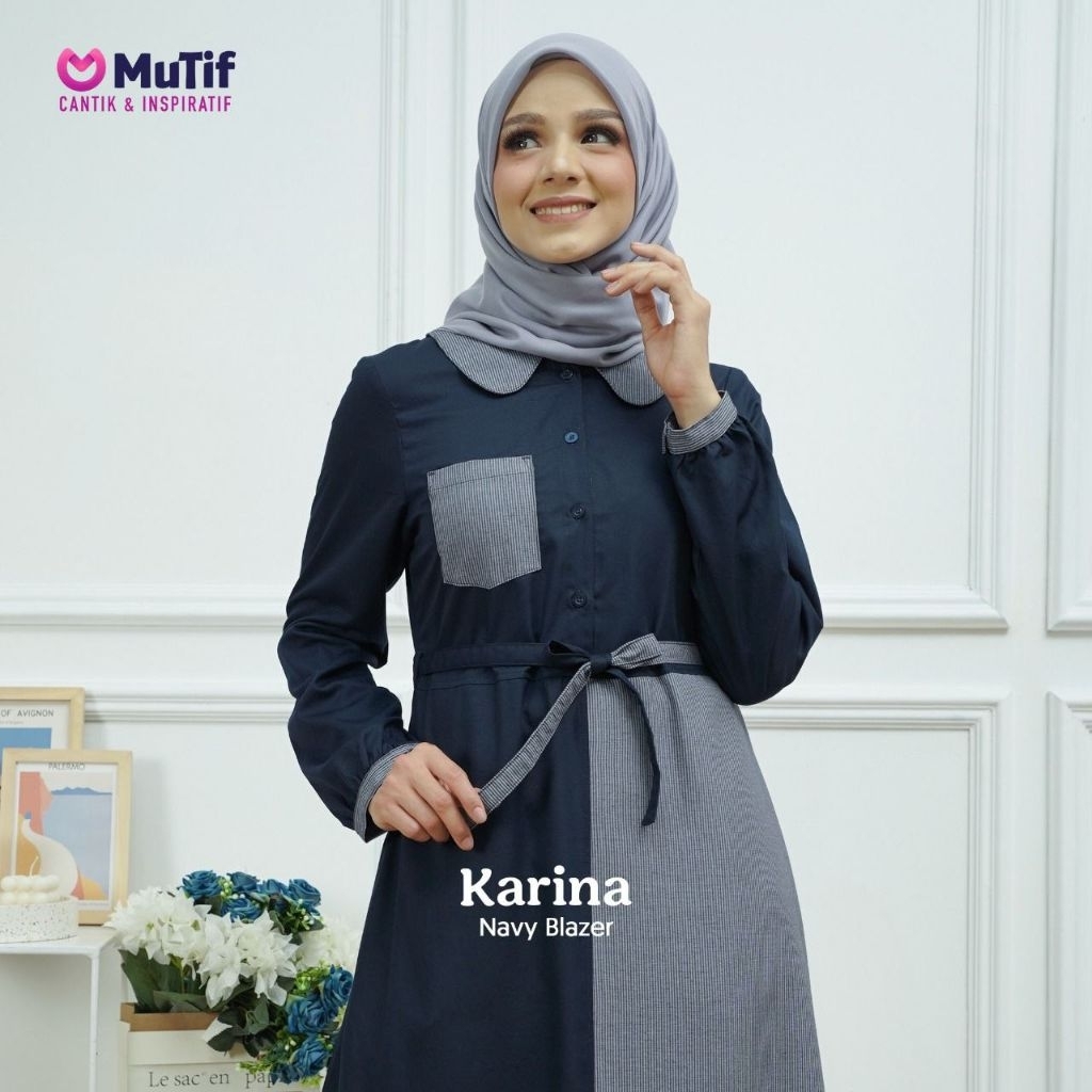 MUTIF GAMIS KARINA NAVY GAMIS DEWASA MUTIF