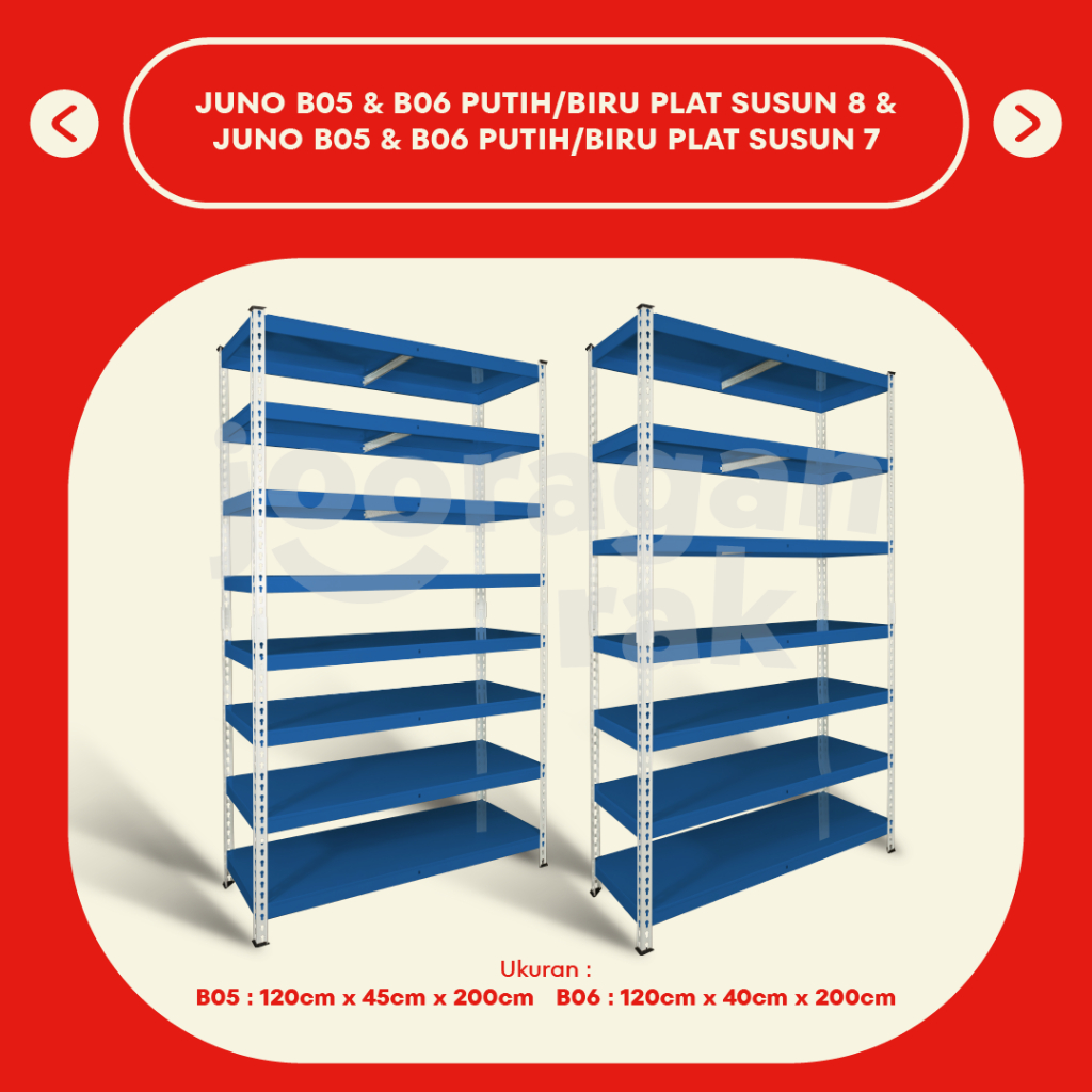 KRISBOW FULL BESI RAK GUDANG SIKU LUBANG SERBAGUNA TIDAK PERLU BAUT HEAVY DUTY | PUTIH - BIRU