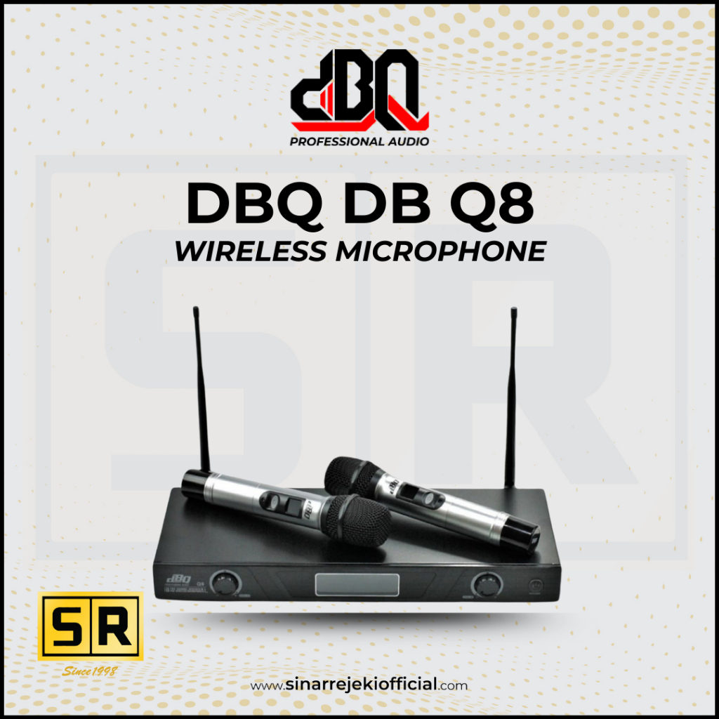 Microphone Wireless Professional DBQ Q8 UHF 2 Channel