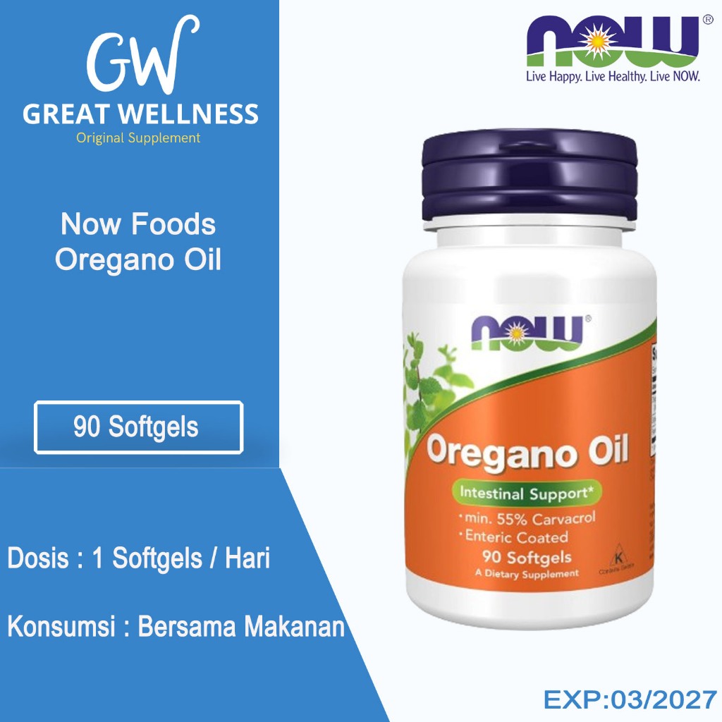 (BISA COD) Now Foods Oregano Oil 90 Softgels Now Oregano oil membantu pencernaan