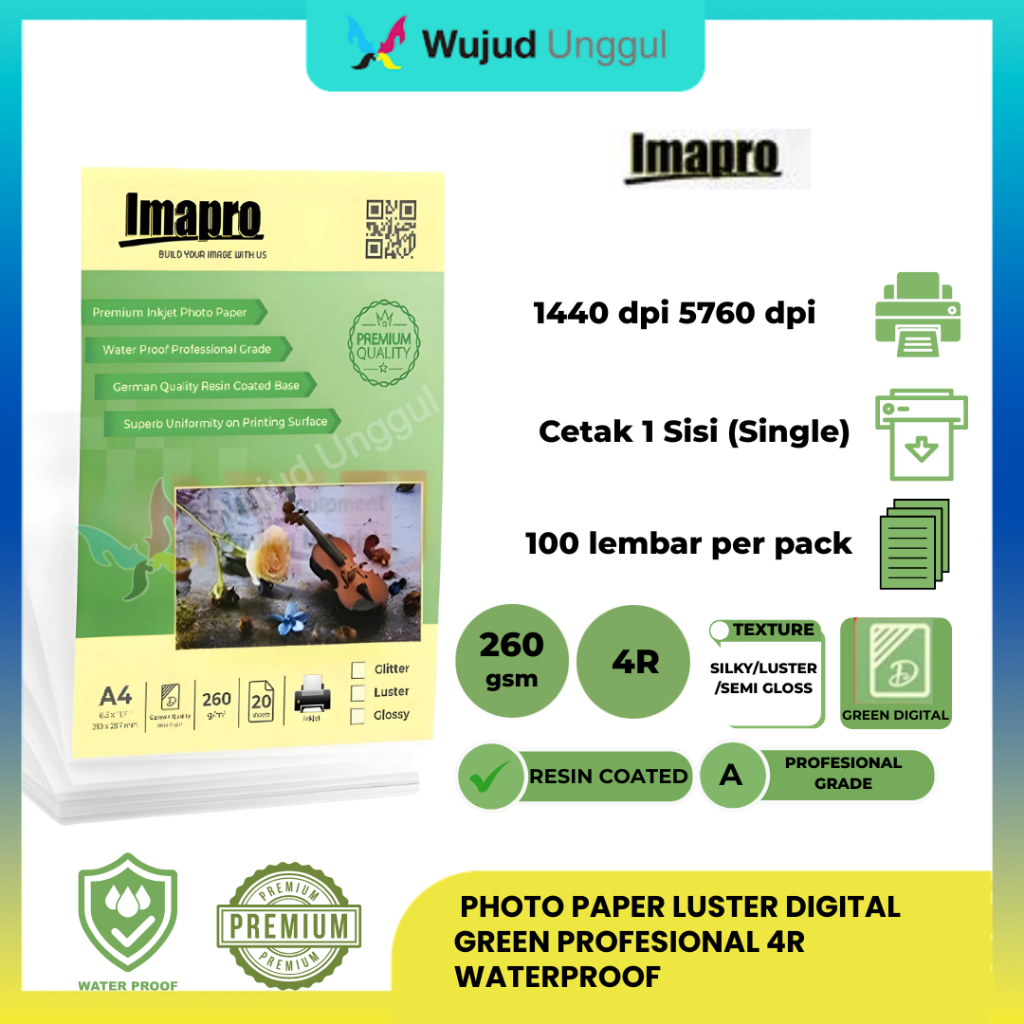 KERTAS PHOTO PAPER 4R PROFESSIONAL DIGITAL Green PHOTO Paper profesional 4R waterproof