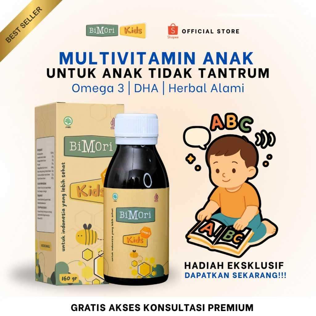 Bimori Kids Obat Anak Tantrum Multivitamin Herbal Hiperaktif Speech Delay Nutrisi Kecerdasan