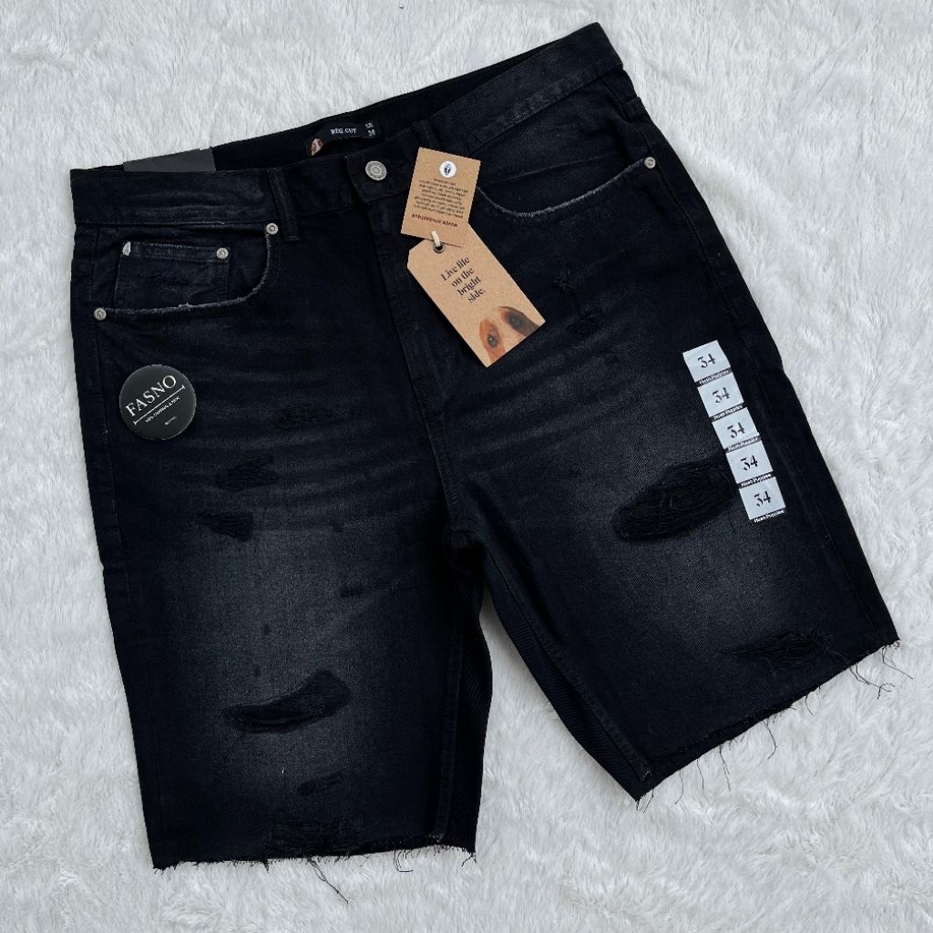 NEW & ORIGINAL Hush Puppies Ripped Short Jeans.Black Wash.