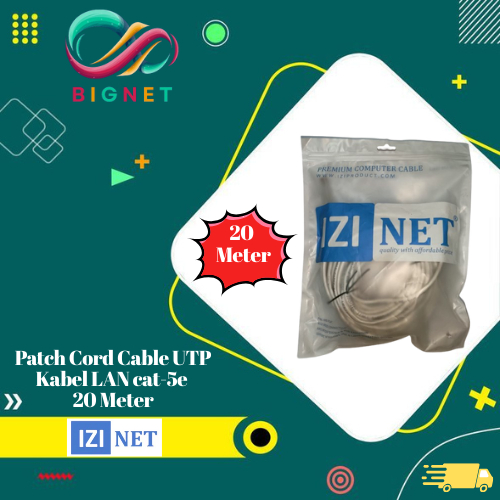 IZINET Patch Cord Kabel LAN / Cable UTP CAT 5E Ukuran 20 Meter
