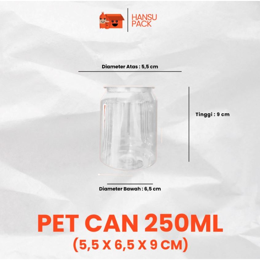 Botol PET CAN Juice 250ml Pendek Kaleng Plastik Pop Can Botol Plastik Tutup Kaleng (isi 10pcs)