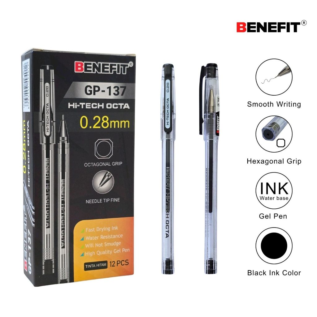 

1 LSN / 12 Pcs Gel Pen Benefit GP-137 Hi-Tech Octa