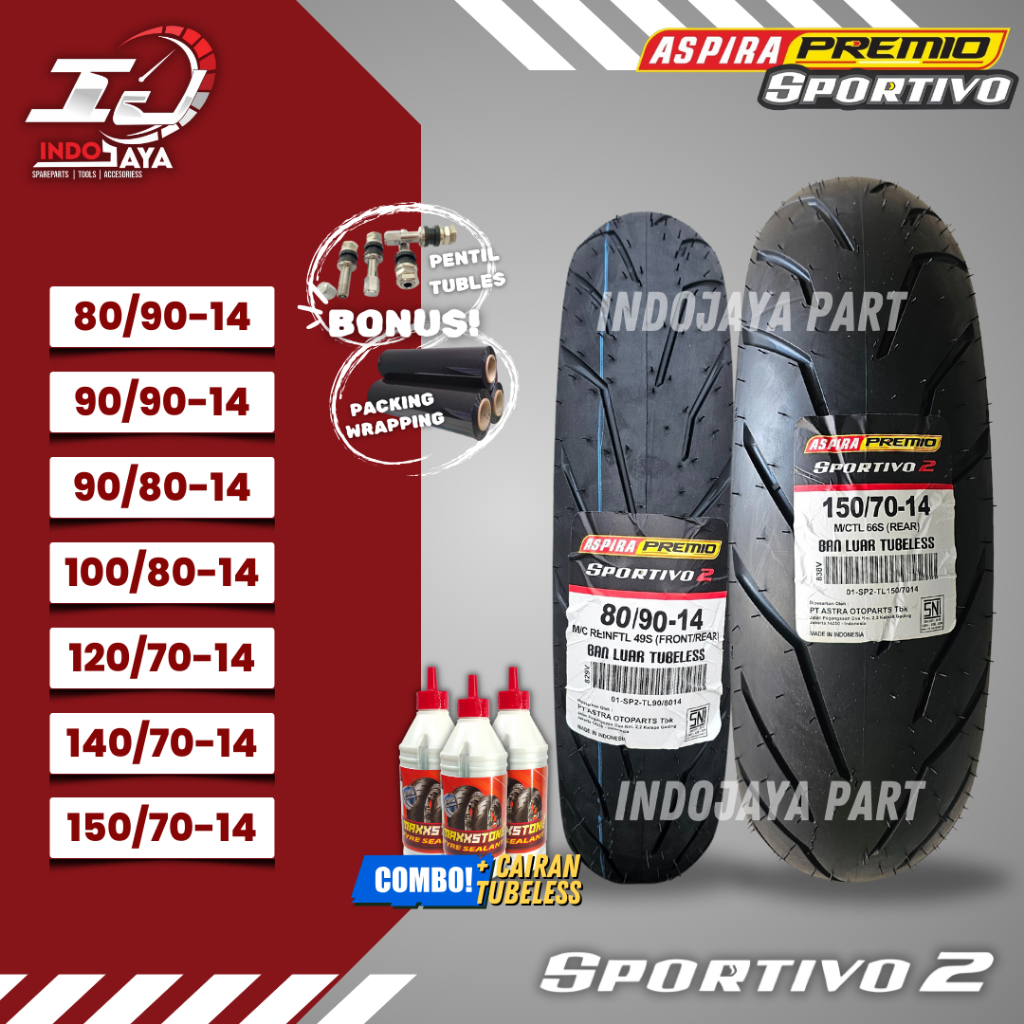 [PRODUK BARU] BAN LUAR ASPIRA PREMIO SPORTIVO 2 ( 80/90-14 - 90/80-14 - 90/90-14 - 100/80-14 - 120/7