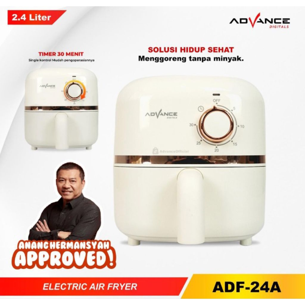ADVANCE AIR FRYER ADF 24A LOW WATT - AIR FRYER ADVANCE MENGGORENG TANPA MINYAK 2.4 LITER - AIR FRYER