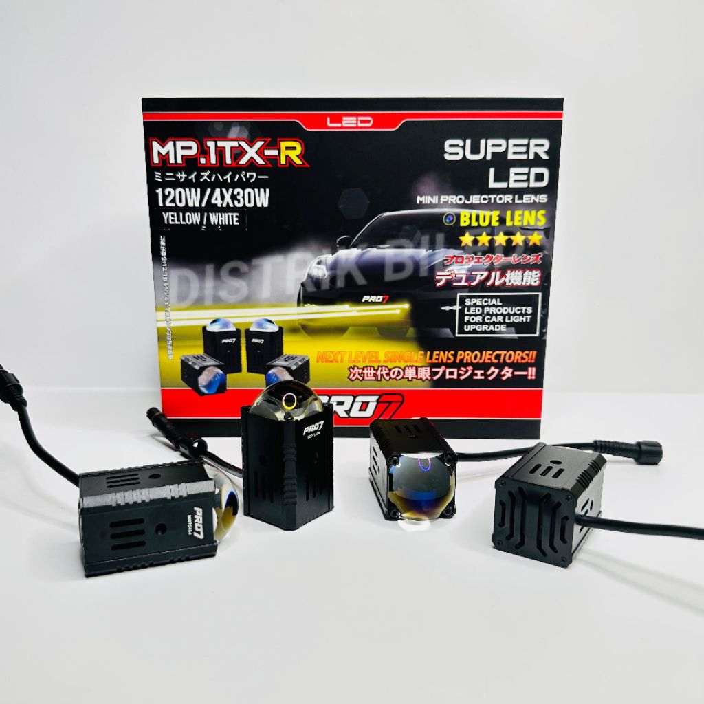 PRO7 MP1 TXR MINI PROJIE 1 MATA 4 PCS MINI PROJIE BLUE LENS 2 WARNA MINI LASER LAMPU KABUT MOTOR MOB