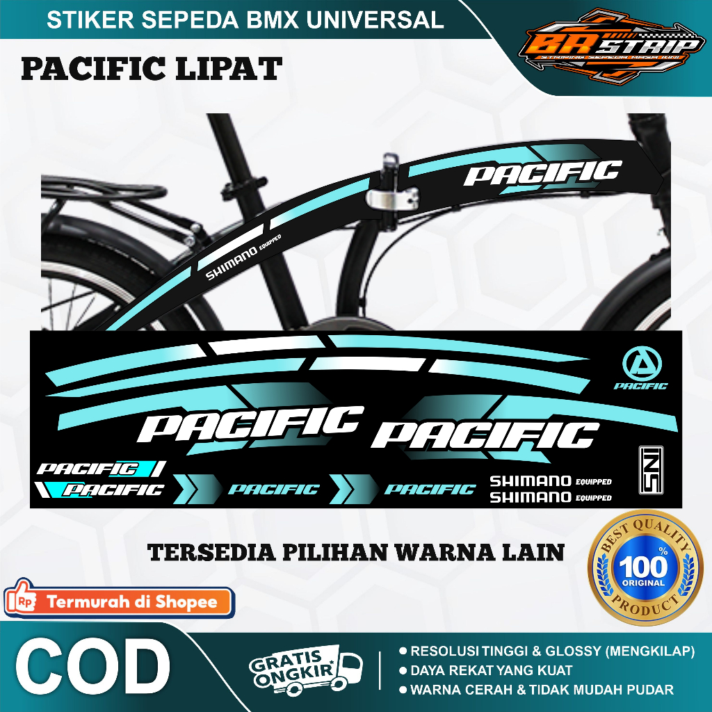 (COD) stiker striping sepeda lipat pacific BMX 18 20 glossy lentur anti air