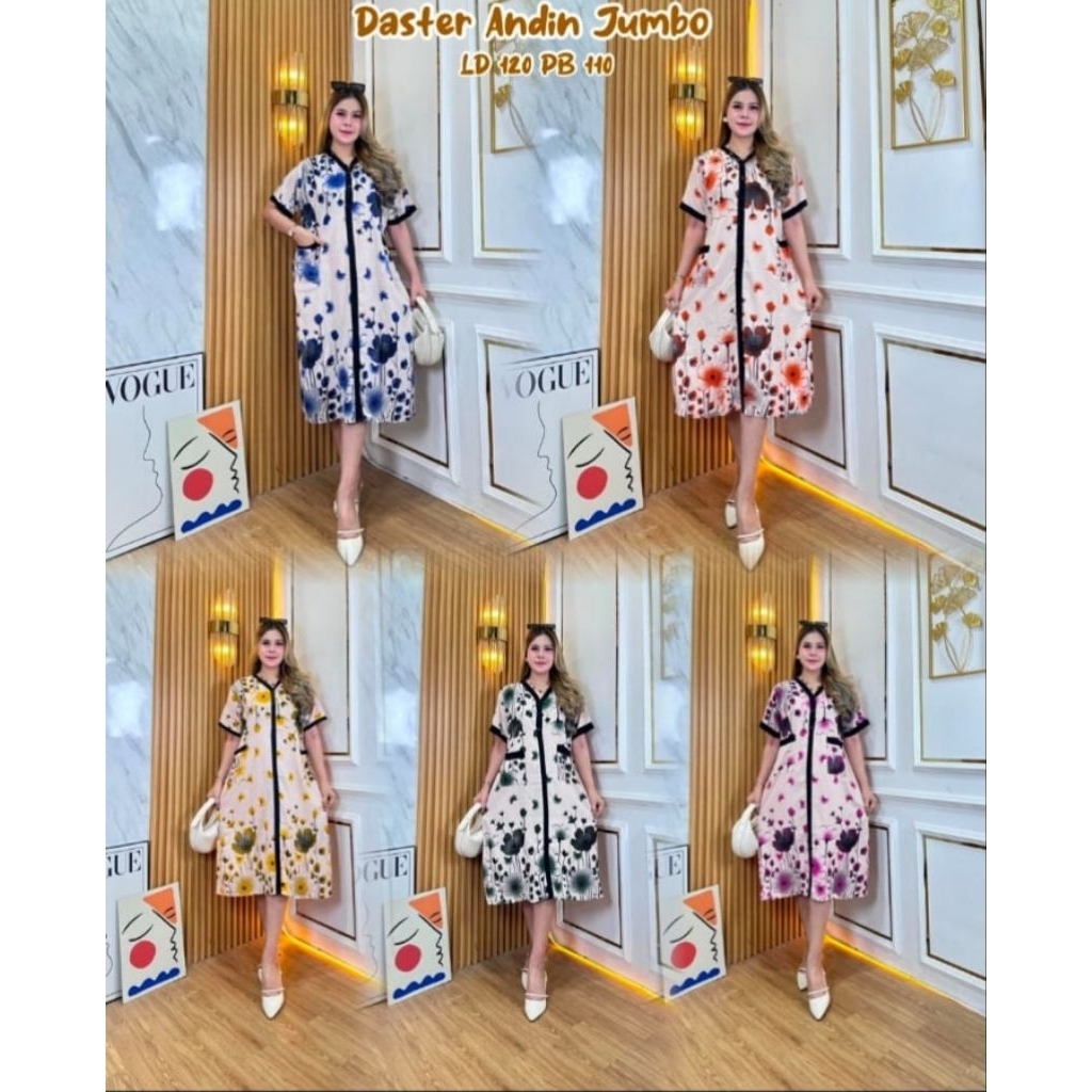 DASTER ANDIN MOTIF BUNGA JUMBO // DASTER WANITA RAYON SUPER PREMIUM // DASTER BUSUI BUMIL LD 120