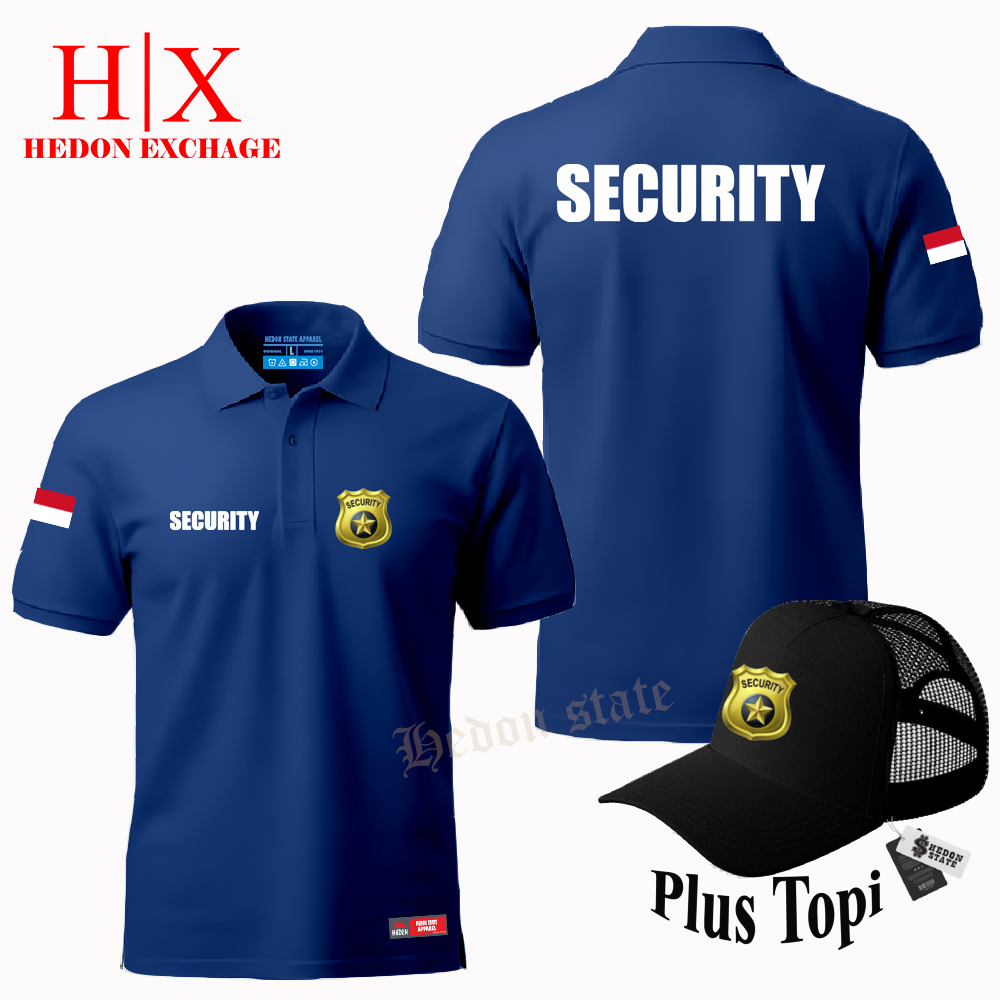Hedon State - Plus Topi Poloshirt Pendek Security Baju Kaos Kerah Seragam Pria Wanita