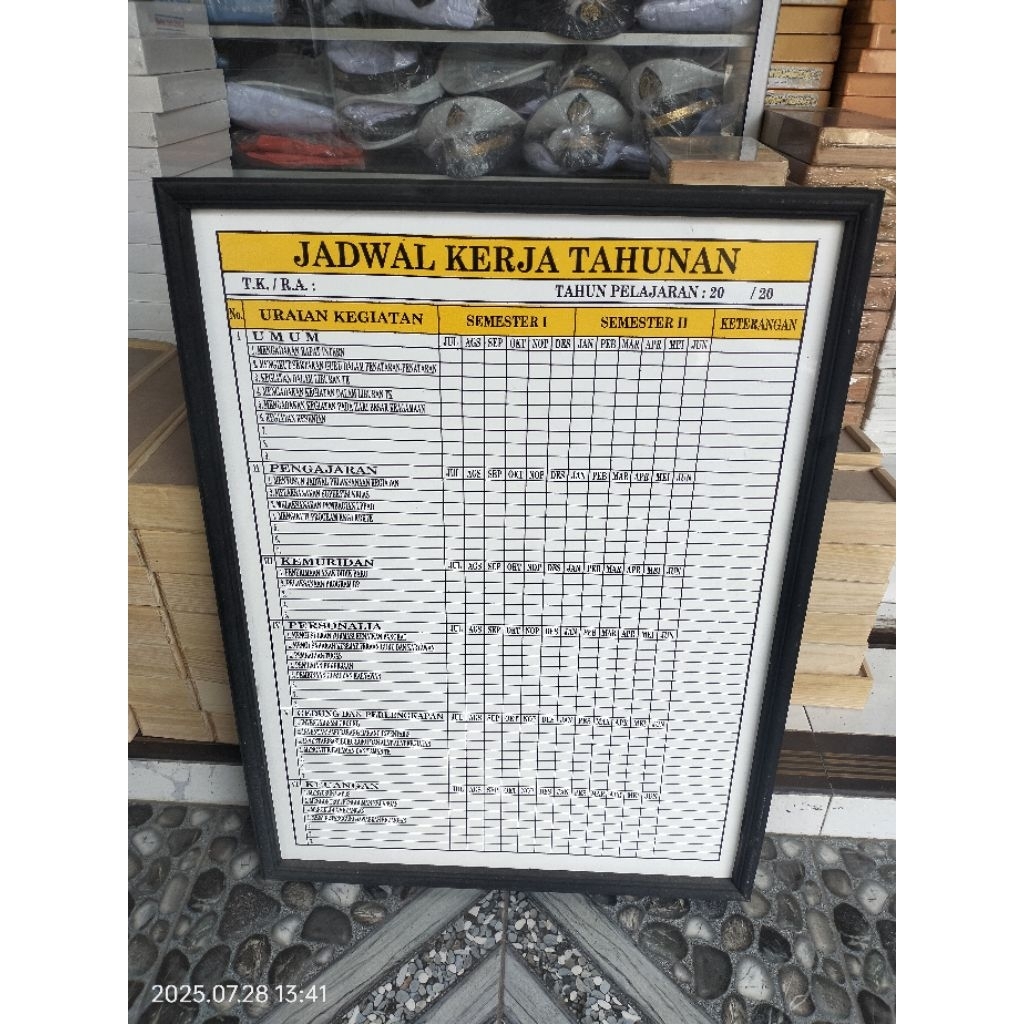 Papan Data Jadwal kegiatan Tahunan