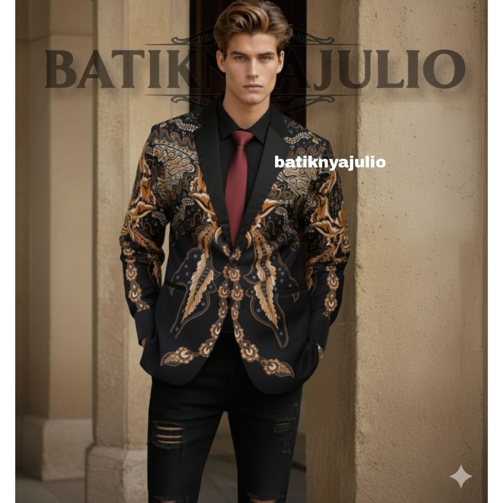 blazer batik jas batik pria modern premium batiknyajulio limited edition ln 4