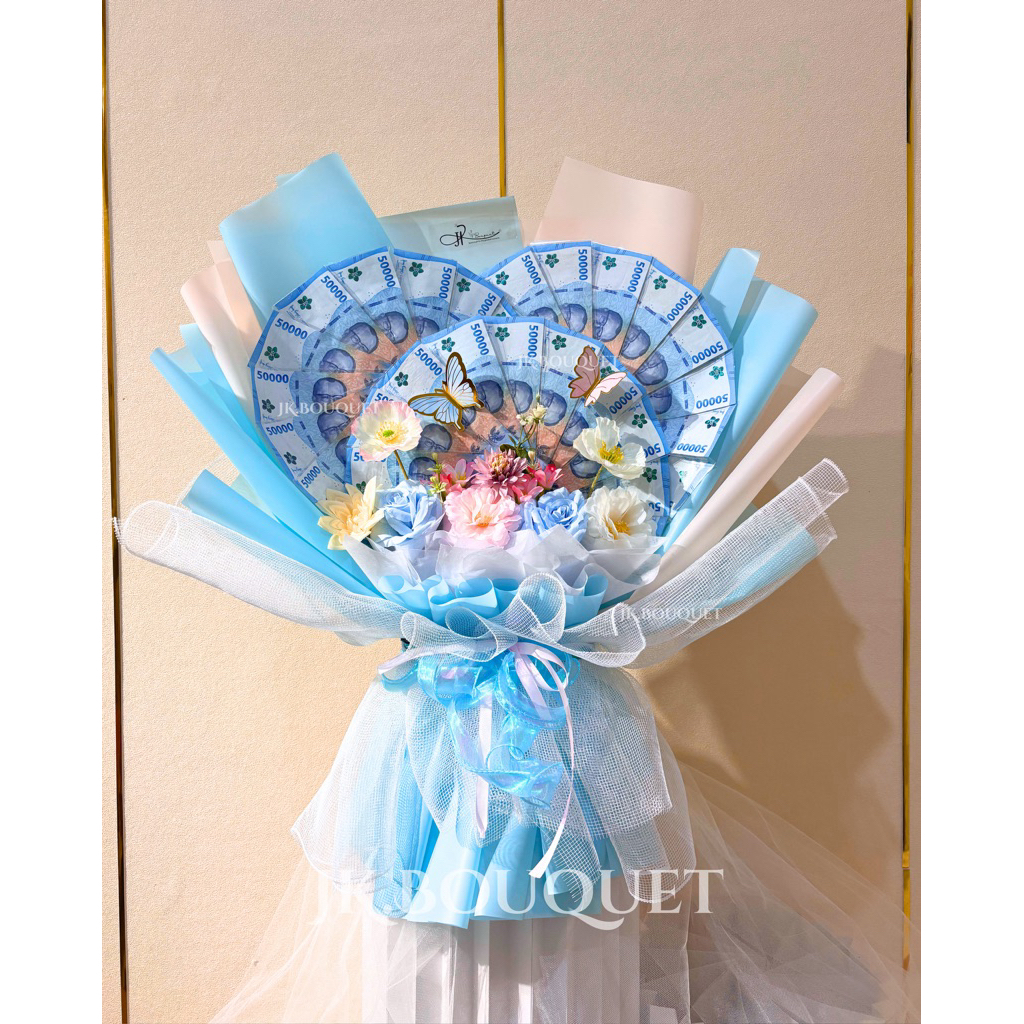 [BISA KIRIM HARI INI] BU / Windblow Money Bouquet pecahan 30 lembar / buket uang medan