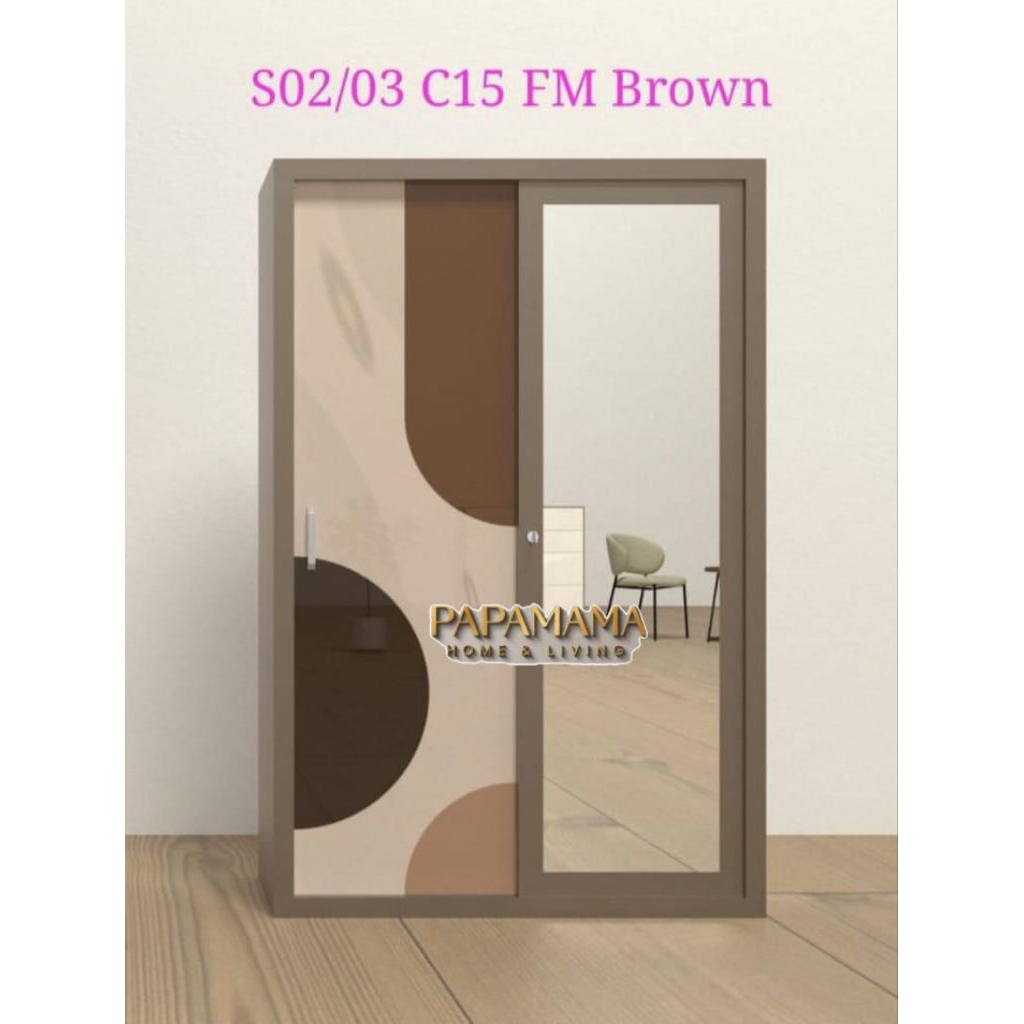 Lemari Pakaian 2 Pintu Plat Besi - Lemari Baju Gantungan & Rak UK.120cm - Medan