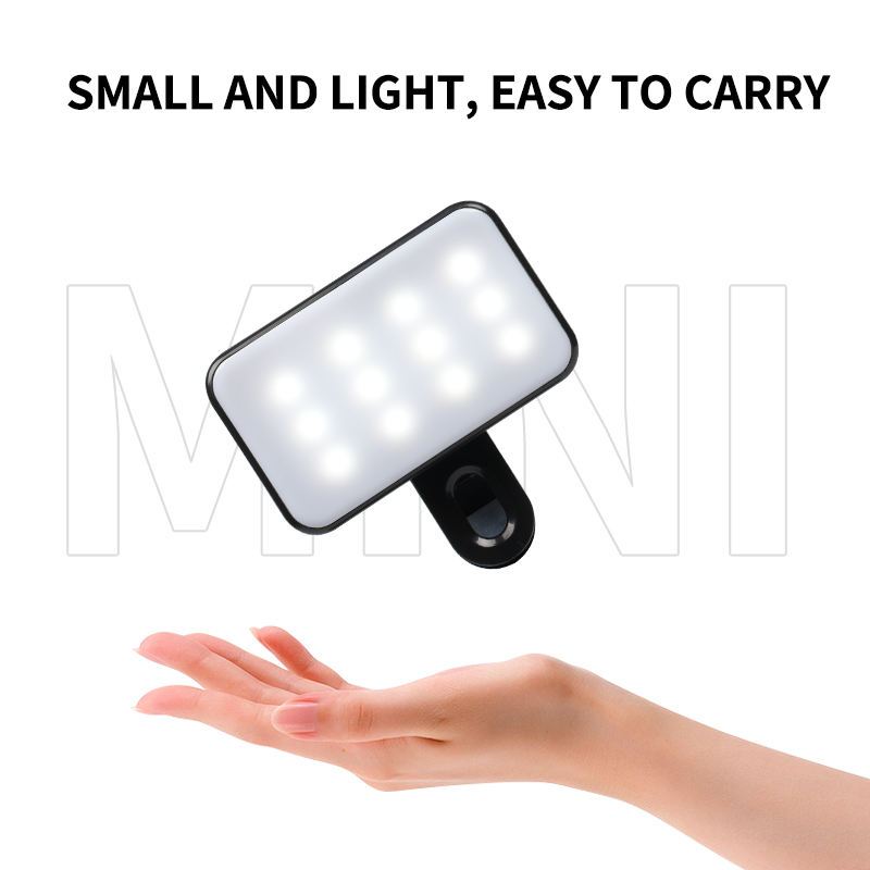 Lampu Selfie LED Clip On Rechargeable 3 Mode Cahaya untuk Handphone, Laptop, Kamera & Live Streaming
