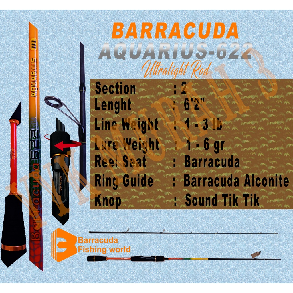 Joran Ultralight Barracuda Aquarius | Braiding Tech, Alconite Guide, Ultra Tough EVA UL - 622 MURAH