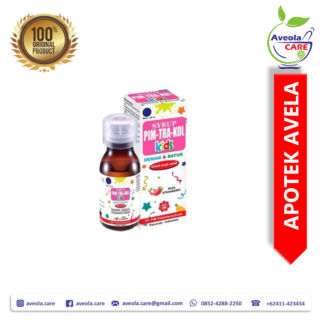Pimtrakol Kids Syrup Rasa Strawberry 60 ml - Sirup Demam Batuk Anak