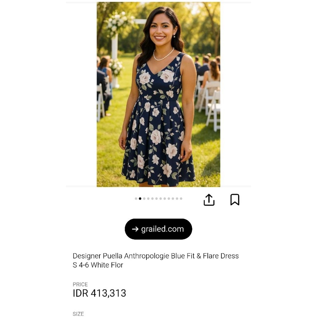 Puella Designer Anthropologie Blu fit and white floral dress