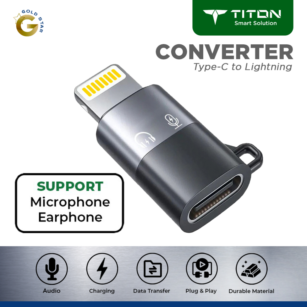 Titon Type C to Lightning Converter Audio for Mic, Headset & Fast Charging Data Transfer Iphone