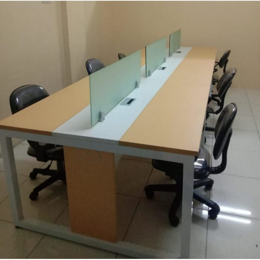 Meja partisi sambung kantor workstation staf 1 2 4 6 8 orang staff seater kaca metal qbic kampus uni