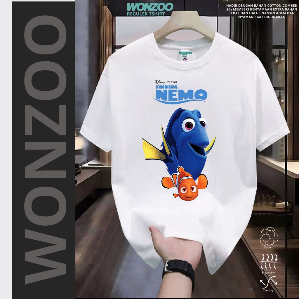 KAOS TSHIRT FINDING NEMO AND DORY ,AQUAMARINE CLOWN FISH, IKAN BADUT, AQUARIUM LAUT/MARINE - PREMIUM