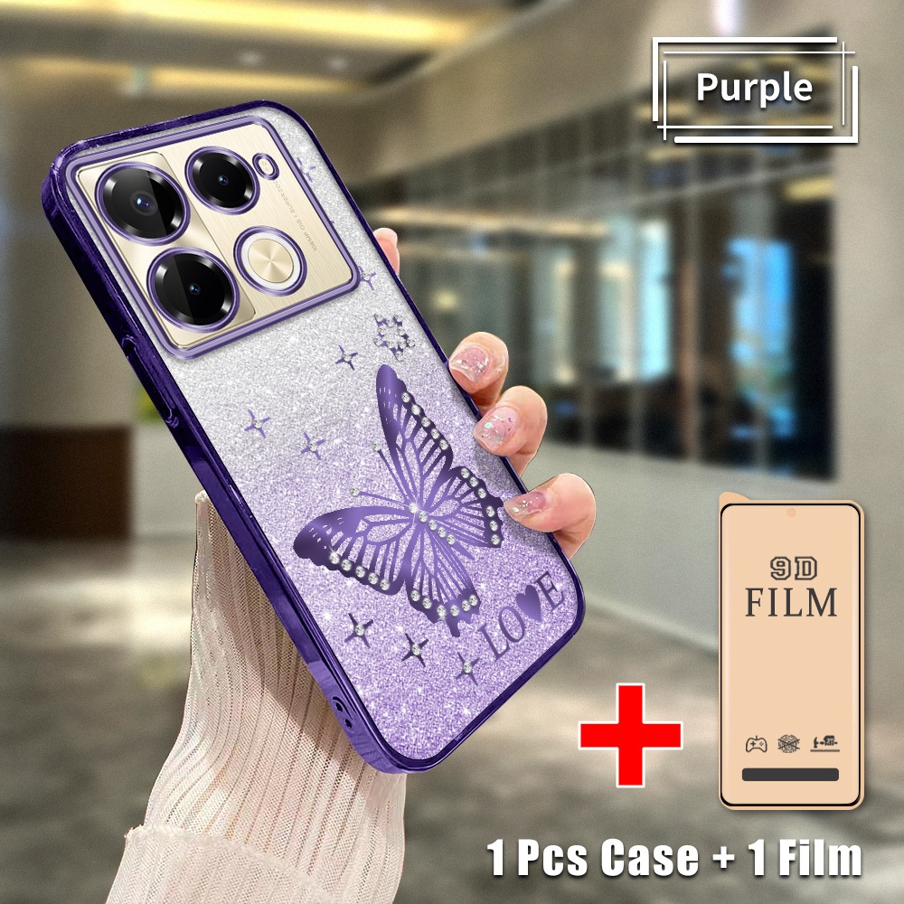 2 in 1 Casing untuk Infinix Note 40 Pro 40 Pro+ X6850 X6851 X6851B Case Elegan Berlian imitasi Cover
