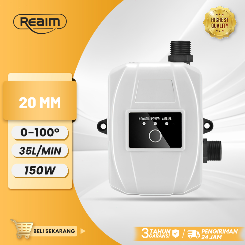 REAIM Pompa Booster Air 150W 35L/Min  Pendorong Tekanan Air Otomatis Untuk Kamar Mandi & Shower Seny