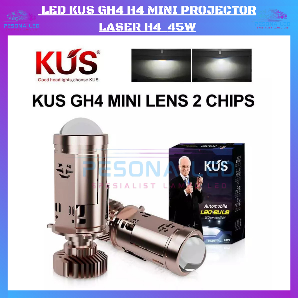 Lampu LED KUS GH4 Led Proji H4 mini projector laser H4 mobil motor super terang 45W