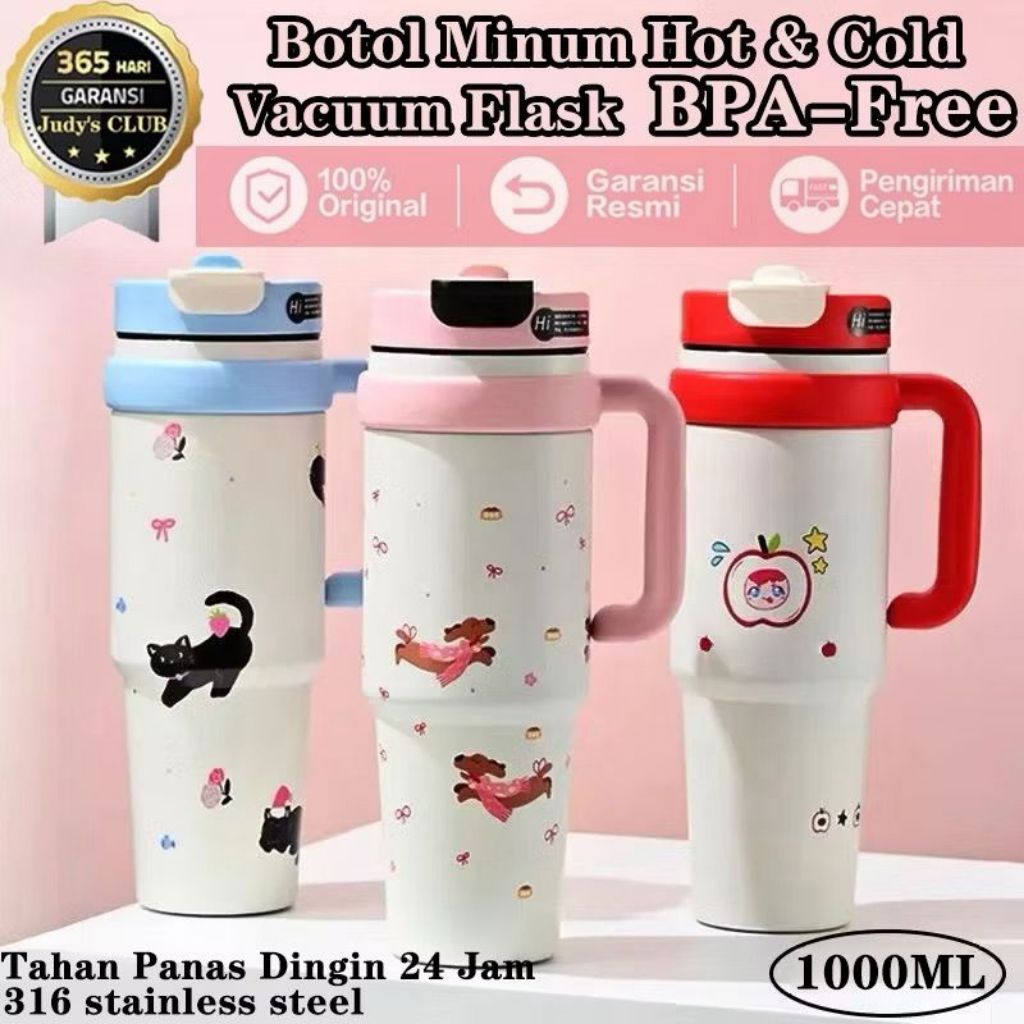 COD NEW 1000ml Tumbler 316 Stainless Vacuum Portable / Botol Minum Besar Tahan Panas Dingin 24 Jam /